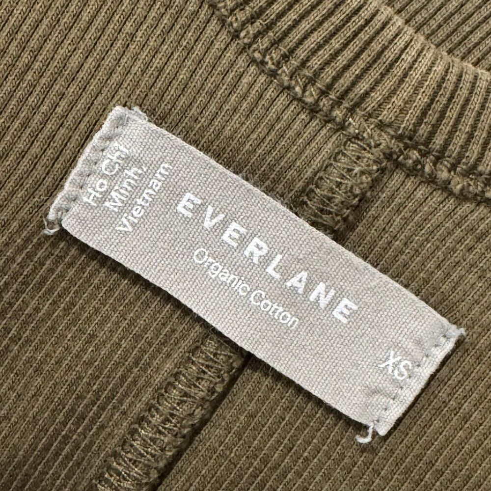 Everlane The Ribbed Tank Midi Dress Size XS Olive Green Organic Cotton Knit - Picture 11 of 13